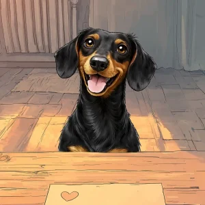 Personalisiertes Hundebuch mit einer Illustration eines Dackels auf dem Cover – ein individuelles Geschenk für Hundebesitzer.